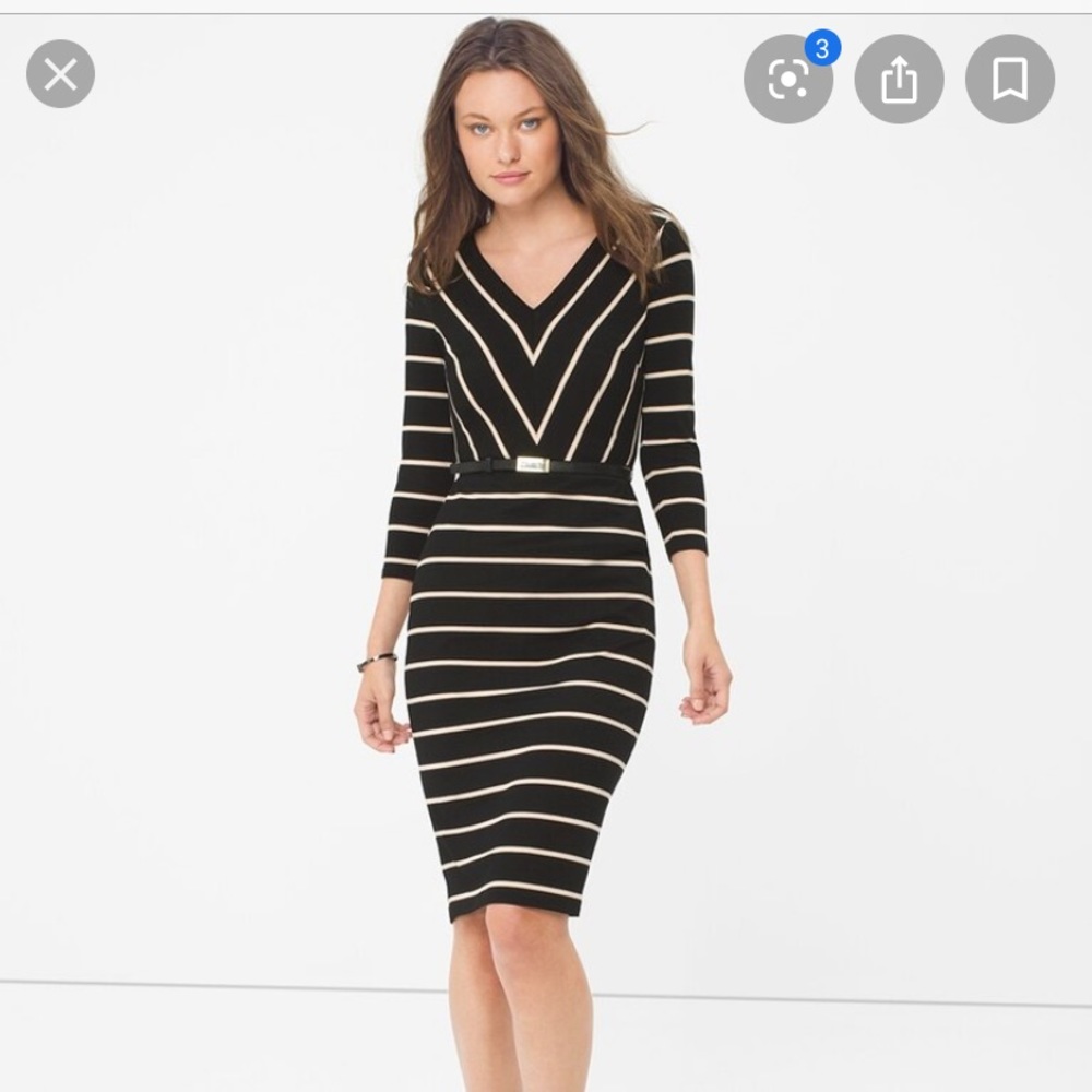 White House black market striped slimming dress
